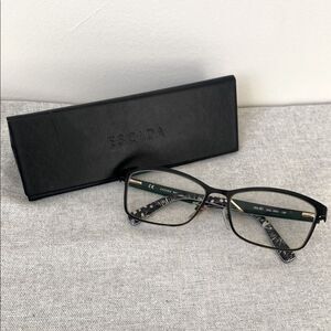 Escada Black Women's Glasses w/ Branded Case Chic Academia
